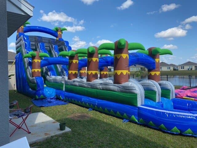 22' Big Blue Dual Lane Water Slide with Slip N Slide & Pool