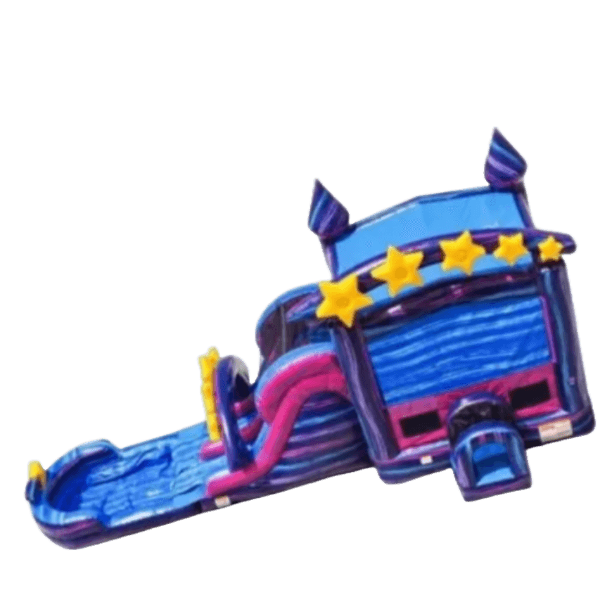 A XL Galaxy Double Lane WET OR DRY Slide & Bounce Combo