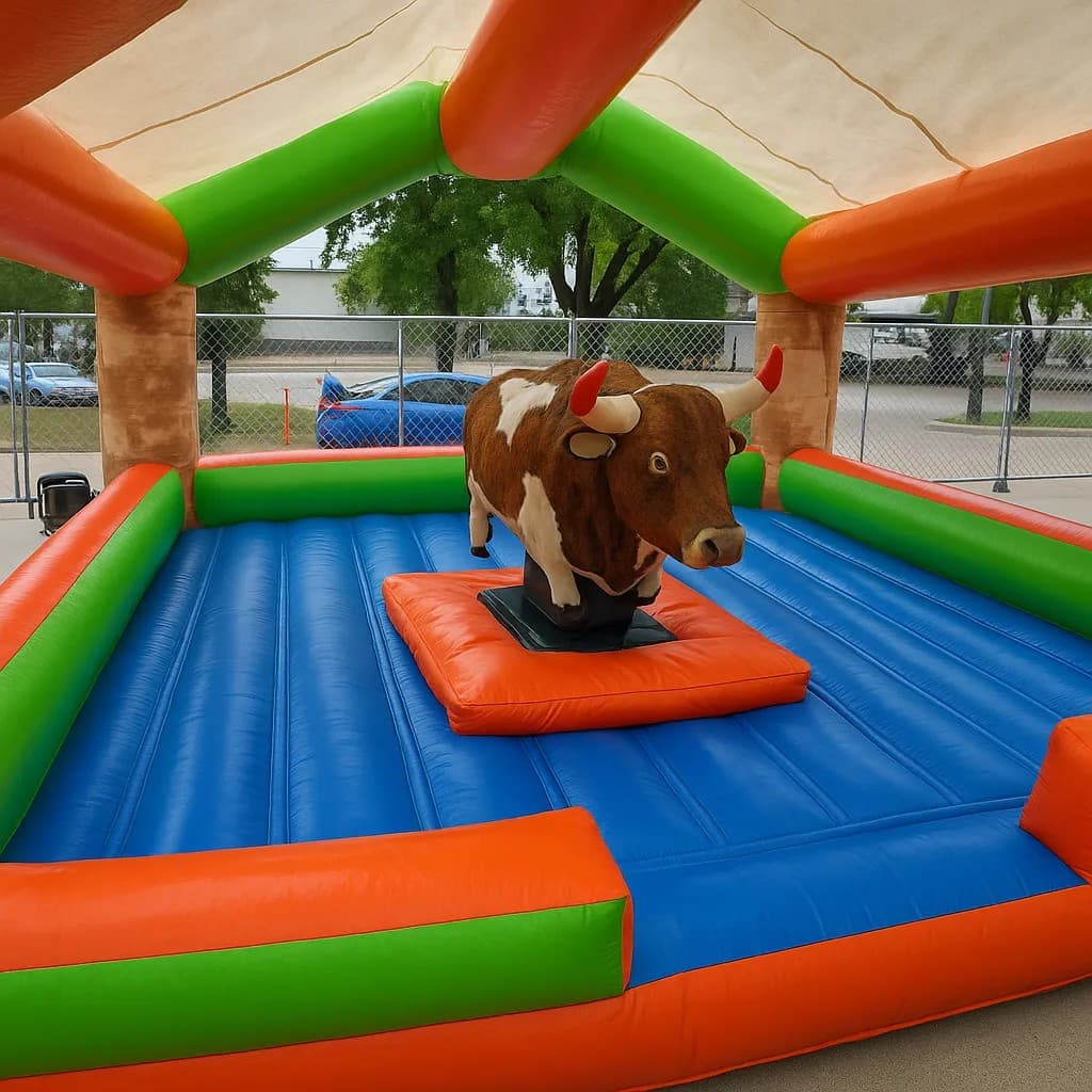 Blue Brown Bouncy Bull Mechanical Ride