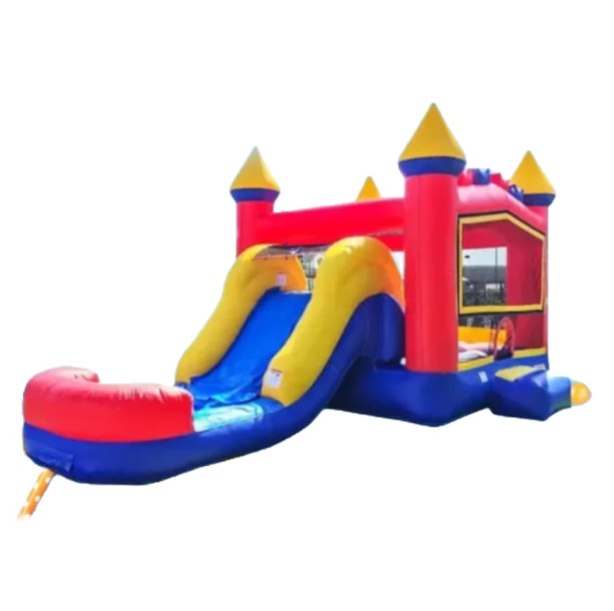 Multicolor Single Lane WET OR DRY Slide & Bounce Combo