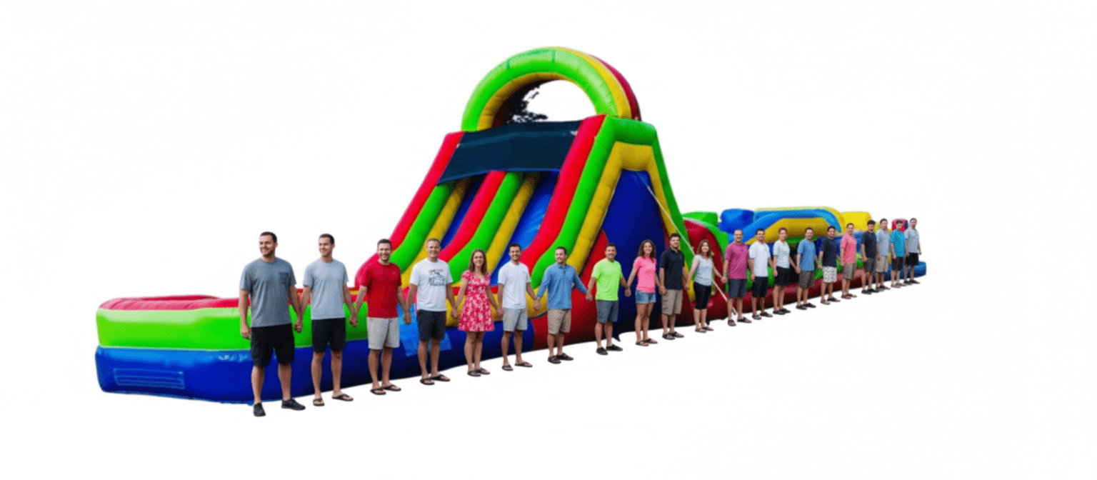 82’ Double Lane Slide Rock Wall Obstacle Course WET OR DRY