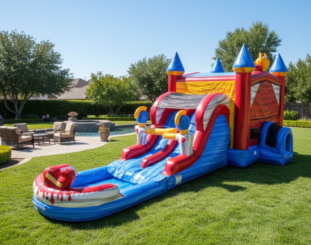 A XL Royalty Double Lane WET OR DRY Slide & Bounce Combo