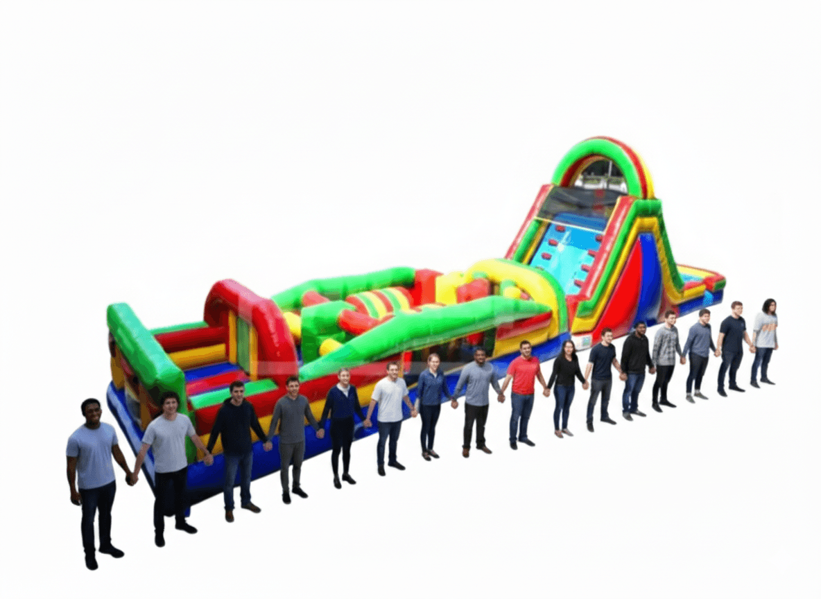 65’ Double Lane Slide Rock Wall Obstacle Course WET OR DRY