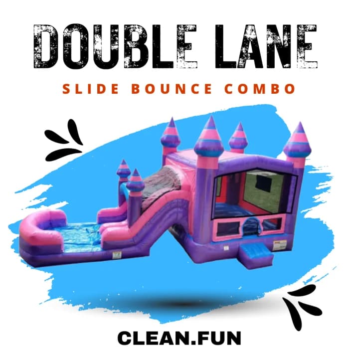 Double Lane Purplish WET OR DRY Slide & Bounce Combo