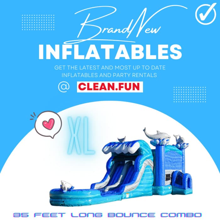A XL Dolphin Double Lane WET OR DRY Slide & Bounce Combo