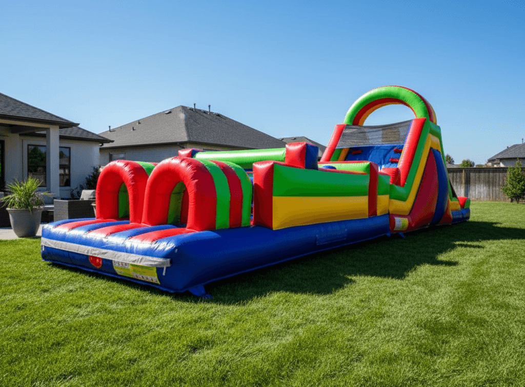 51’ Double Lane Slide Rock Wall Obstacle Course WET OR DRY