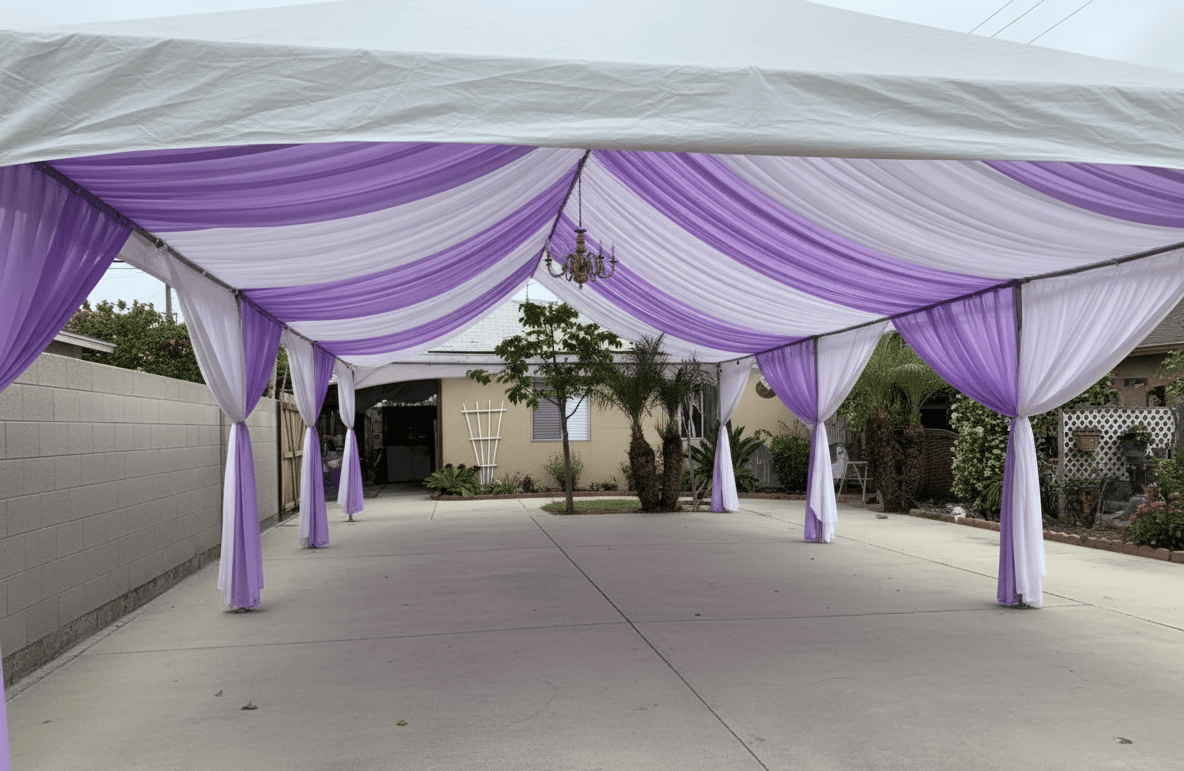 12'x20' Purple Tent With Draping