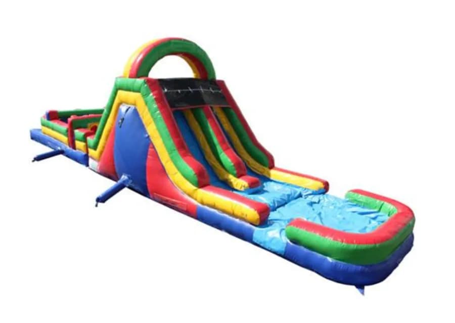 51’ Double Lane Slide Rock Wall Obstacle Course WET OR DRY