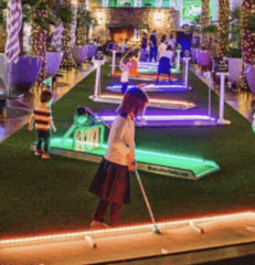 9 Hole LED Mini Golf + Table & 8 Chairs party rental