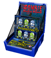 Zombie Knock Down Case Game + Table & 8 Chairs party rental