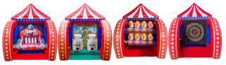 4 Carnival Inflatables (Clown Tooth, Milk Can, Down-A-Clown, Axe)