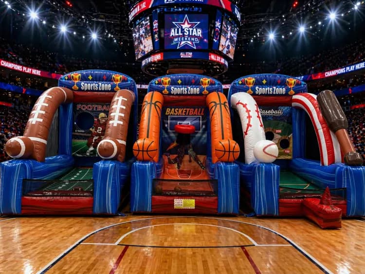 3 x 1 INFLATABLE GAMES (FOOTBALL, BASEBALL, BASKETBALL)