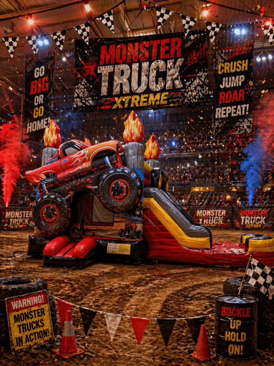 MONSTER TRUCK BOUNCE HOUSE WITH SLIDE (WET/DRY)