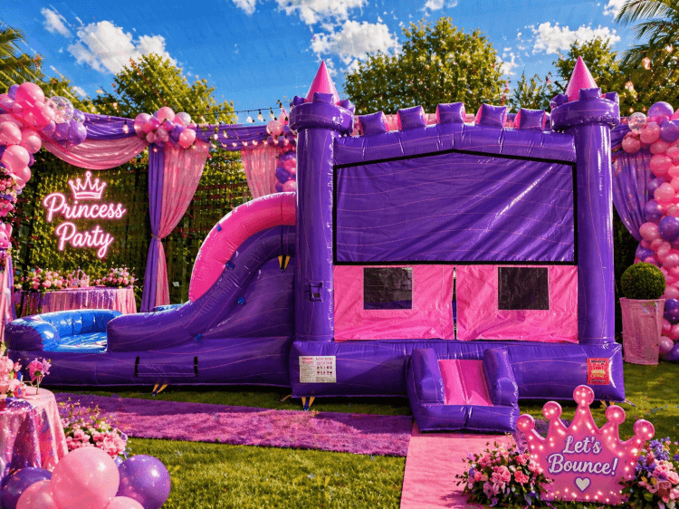 PURPLE BOUNCE HOUSE WITH SLIDE (WET/DRY)