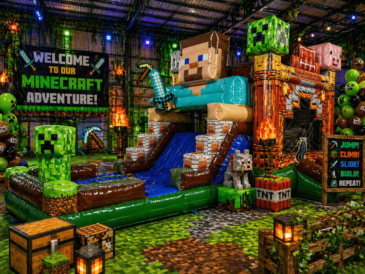 MINECRAFT PIXEL BOUNCE HOUSE (WET/DRY)