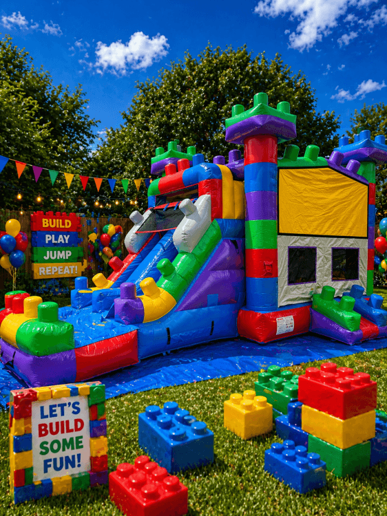 XL LEGO DUAL LANE BOUNCE HOUSE (WET/DRY)