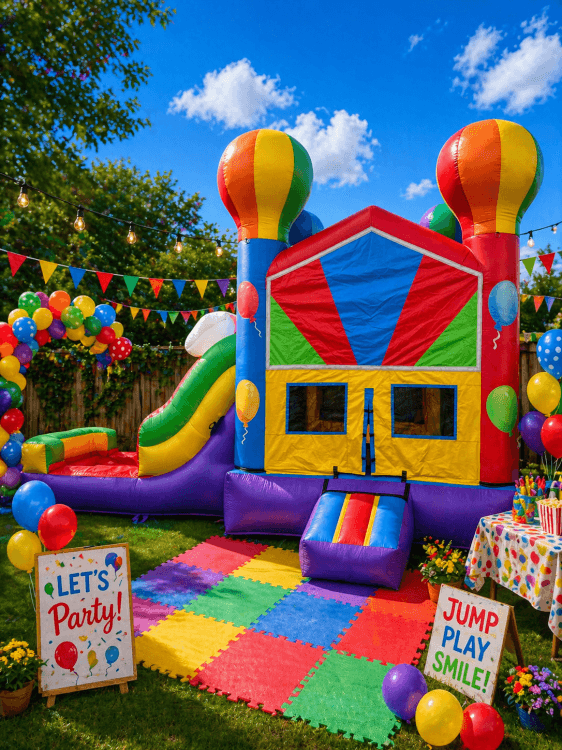 COLOR BALLOON BOUNCE HOUSE WITH SLIDE