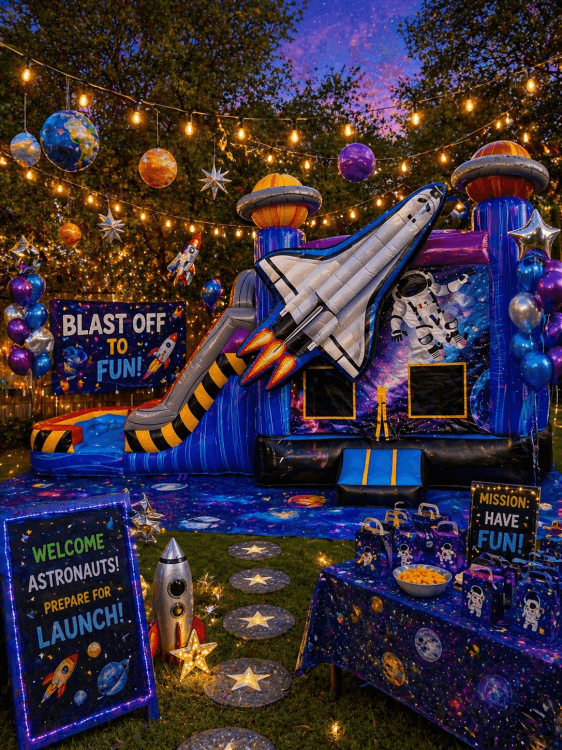 SPACE SHIP BOUNCE HOUSE WITH SLIDE (WET/DRY)