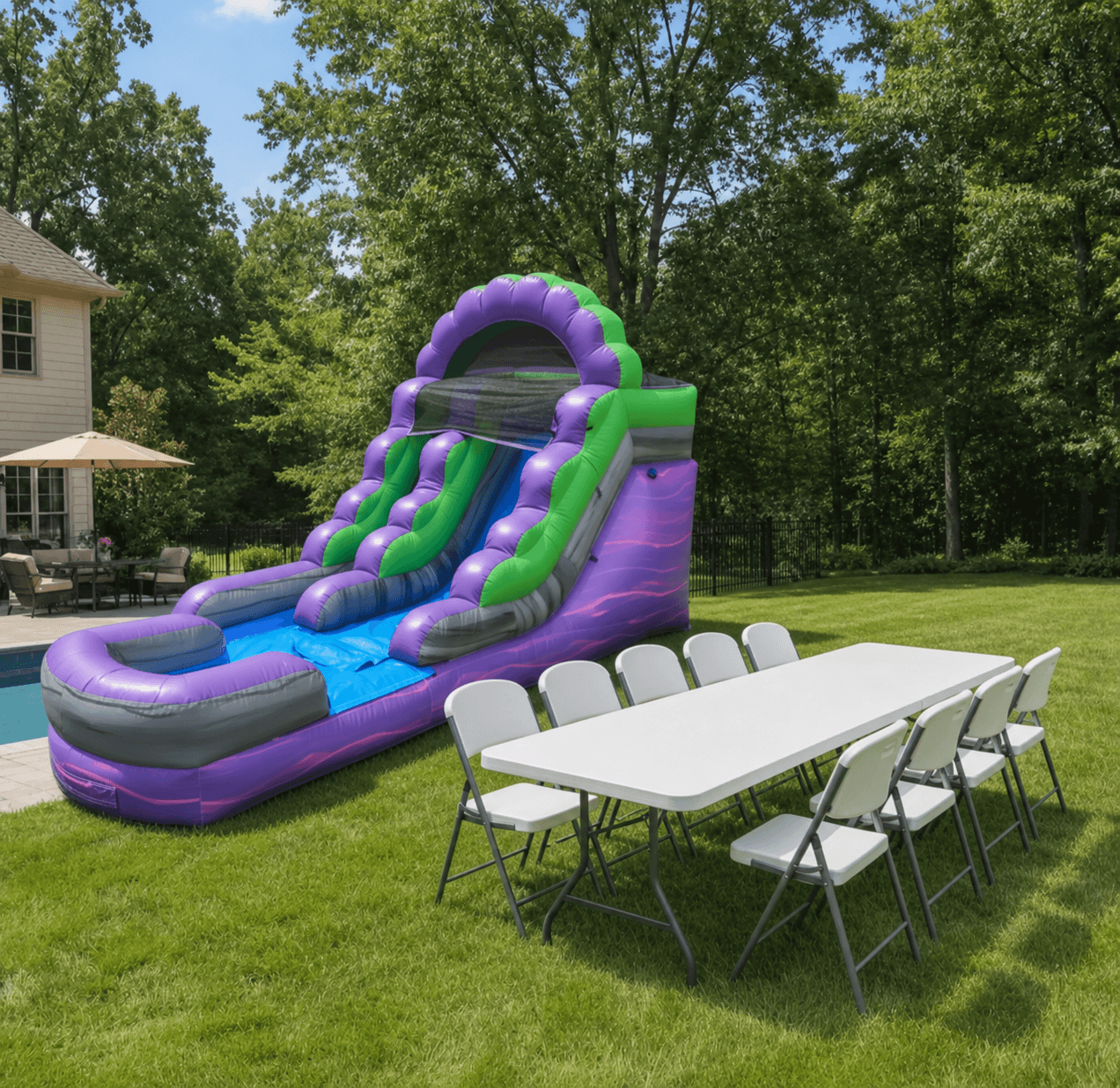 14' Purple Dream Inflatable Slide w/ Water Option