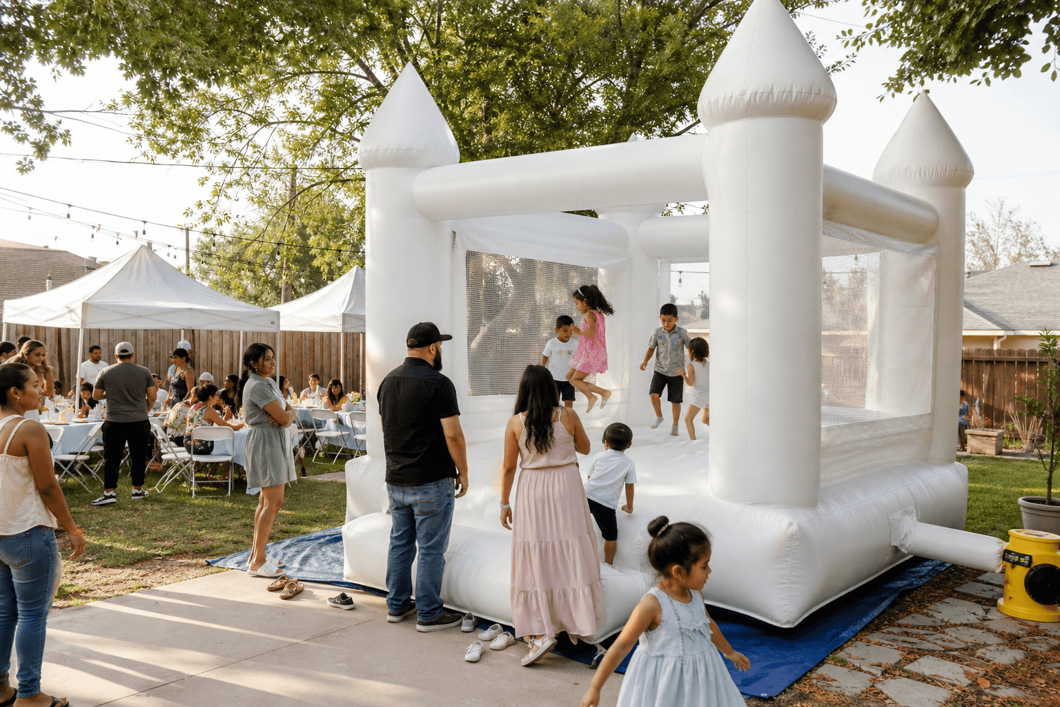 Houston's Unique Twist on Parties: A Bounce House in Elegant White
