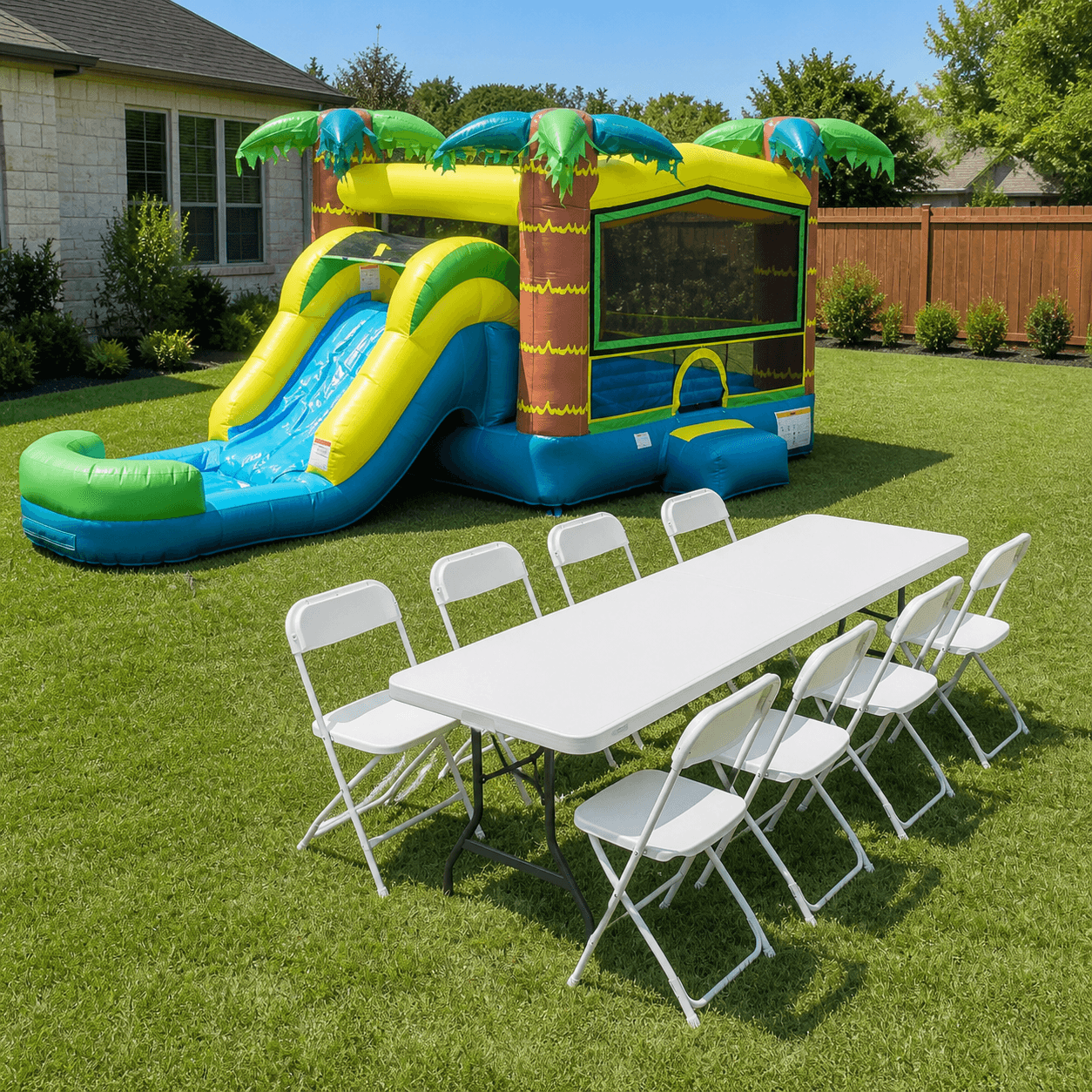 Tropical Oasis Single Lane Slide & Bounce Bundle