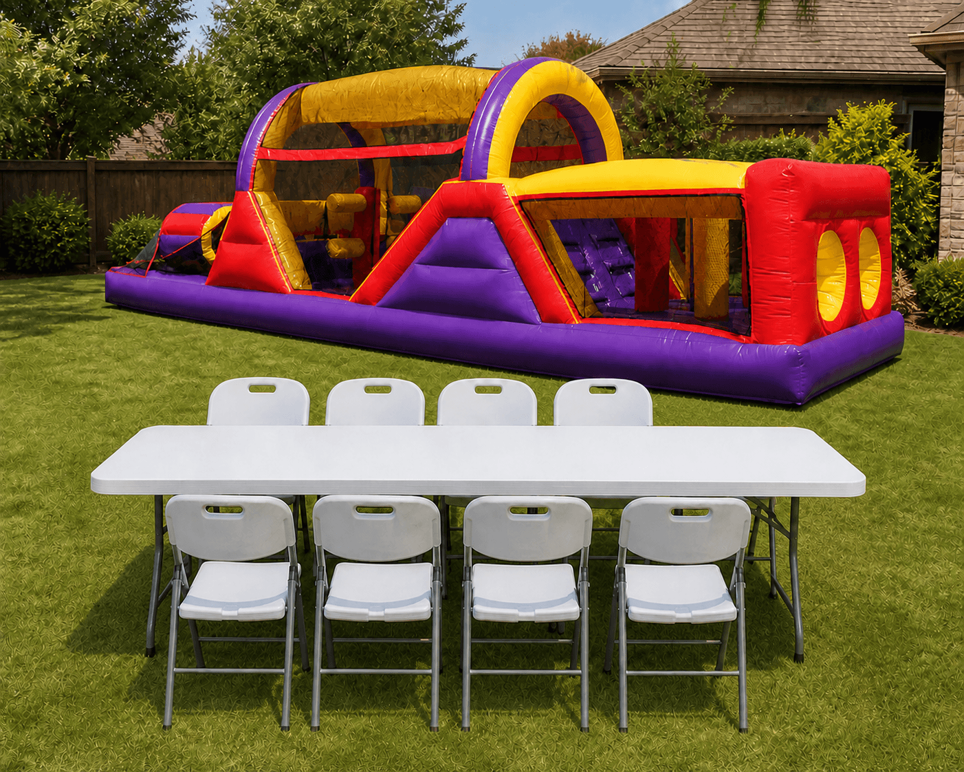510 Backyard Obstacle Course + Table & 8 Chairs