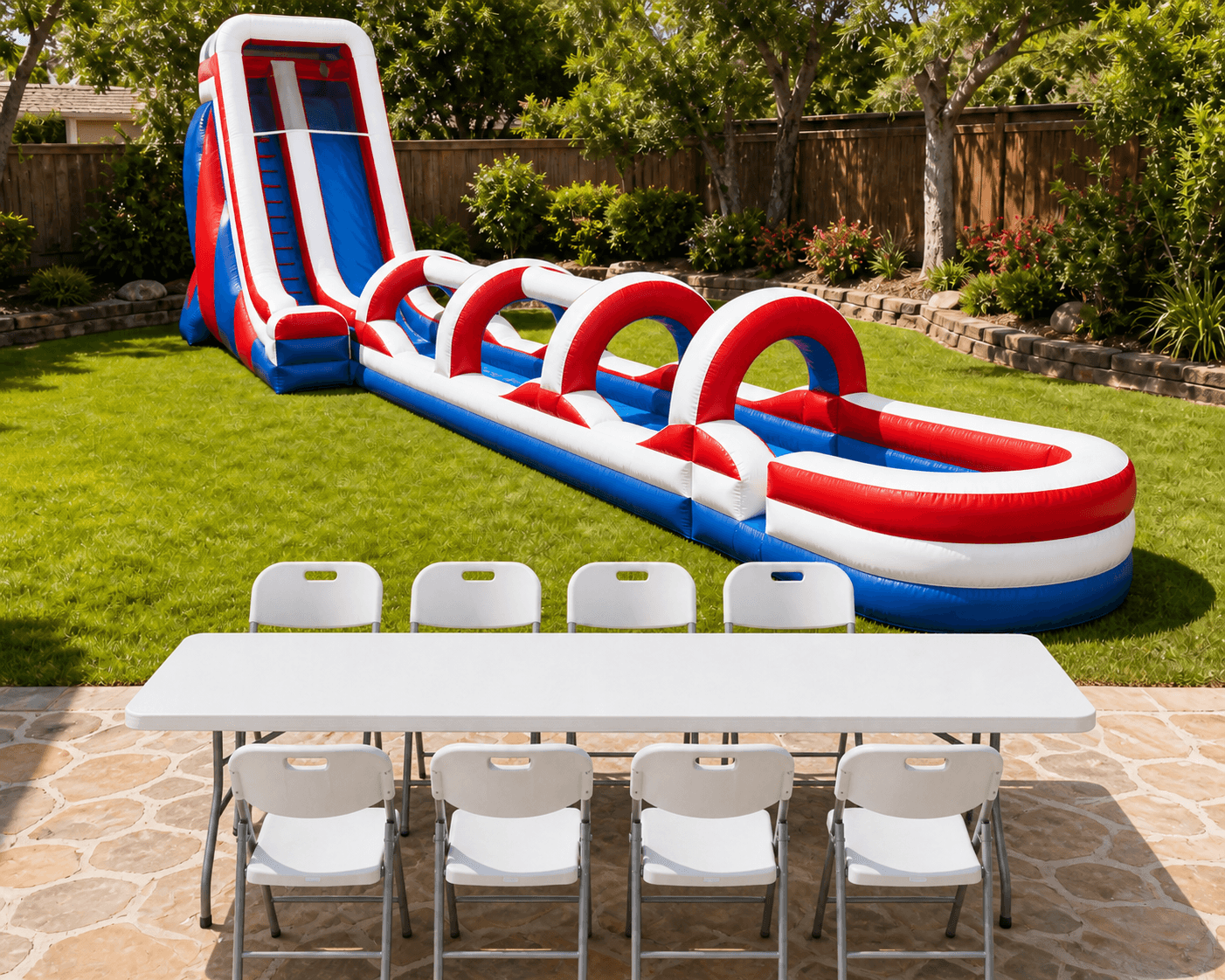 #304 Red white blue Slide w slip + Table & 8 Chairs