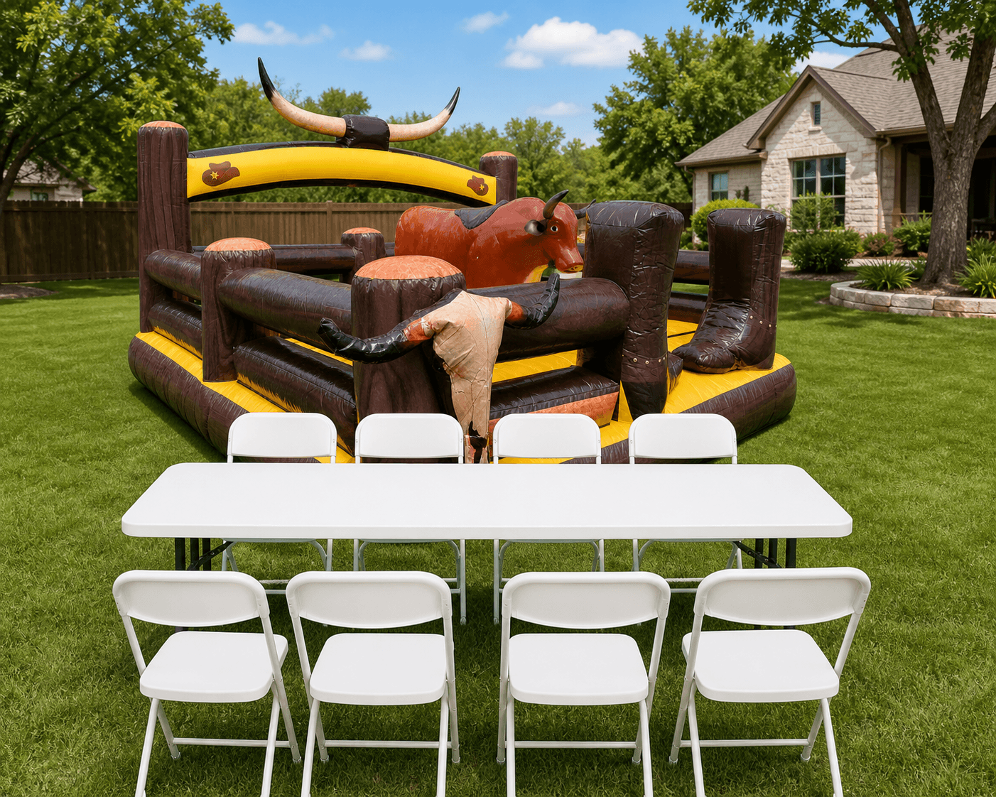 Mechanical Bull 3 Hours + Table & 8 Chairs