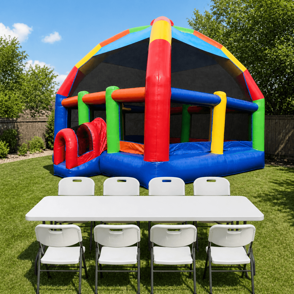 Biggest 22' X 22' Bouncer + Table & 8 Chairs
