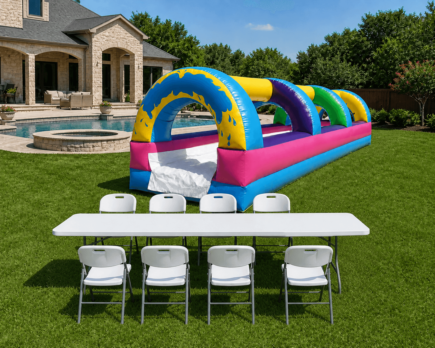 Wild Splash Slip & Slide + Table & 8 Chairs
