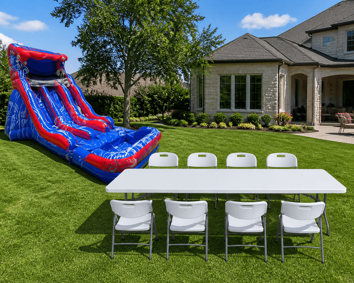 #314 18 rockin rapids (red blue) + Table & 8 Chairs