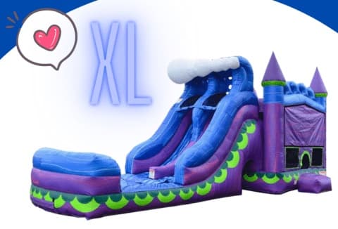 A XL Purple Wave Double Lane WET OR DRY Slide & Bounce Combo