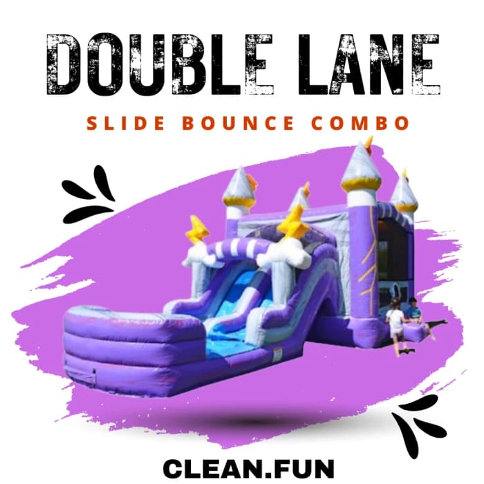 Double Lane Thunder WET OR DRY Slide & Bounce Combo