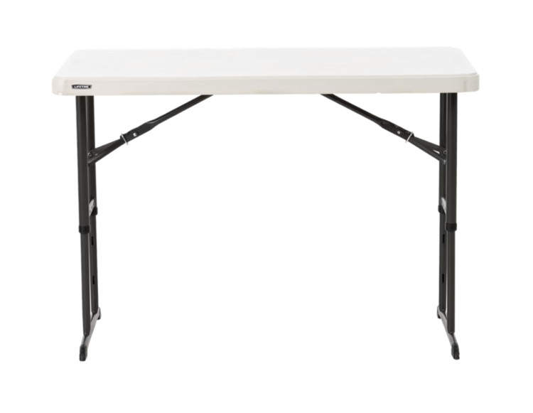 4ft Long White Adjustable Height Table